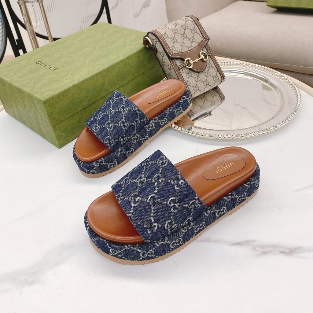 GUCCI グッチ レディース プラットフォーム スライドサンダル GGデニム ブルー 623212 2KQ00 4402 - 画像 (7)