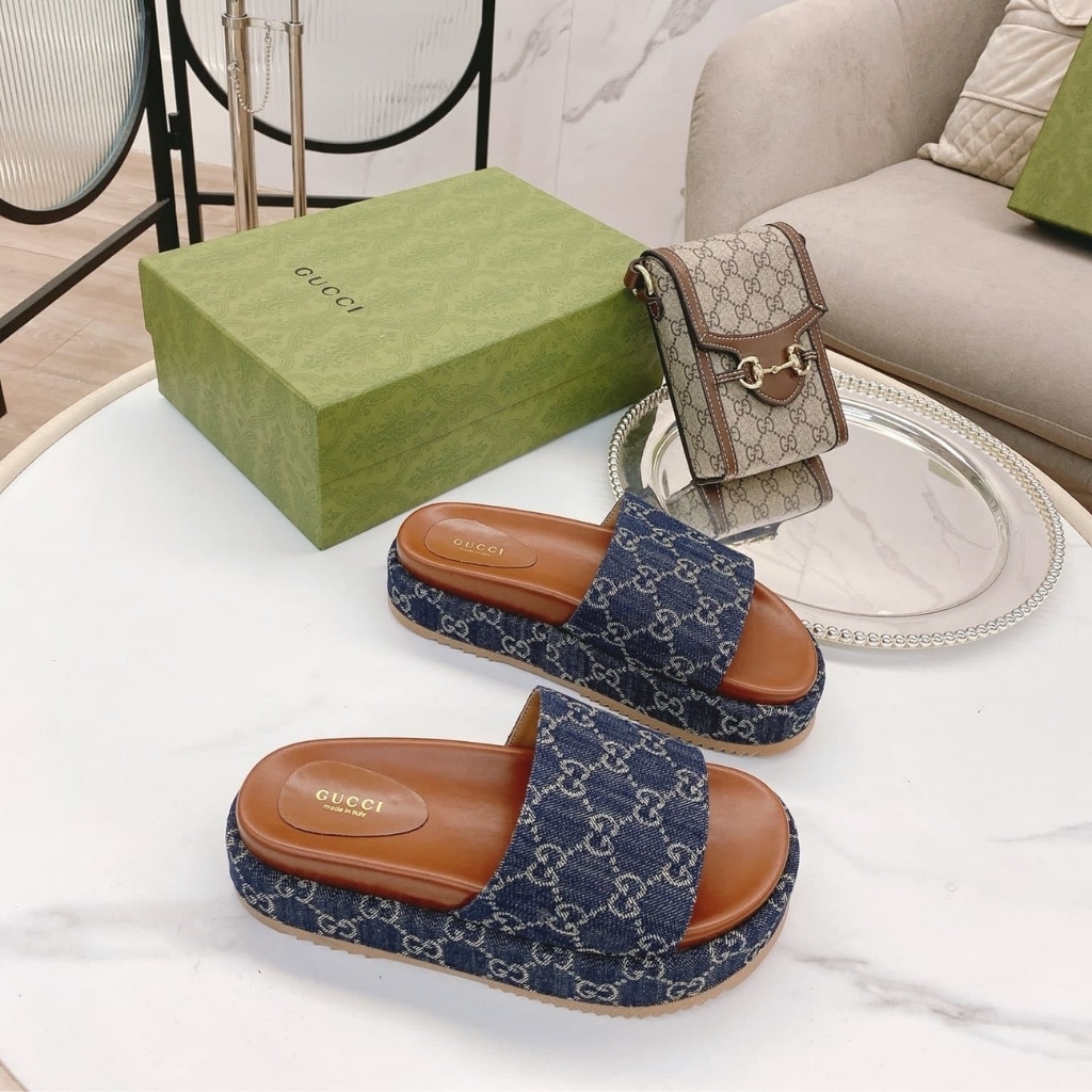 GUCCI グッチ レディース プラットフォーム スライドサンダル GGデニム ブルー 623212 2KQ00 4402 - 画像 (8)