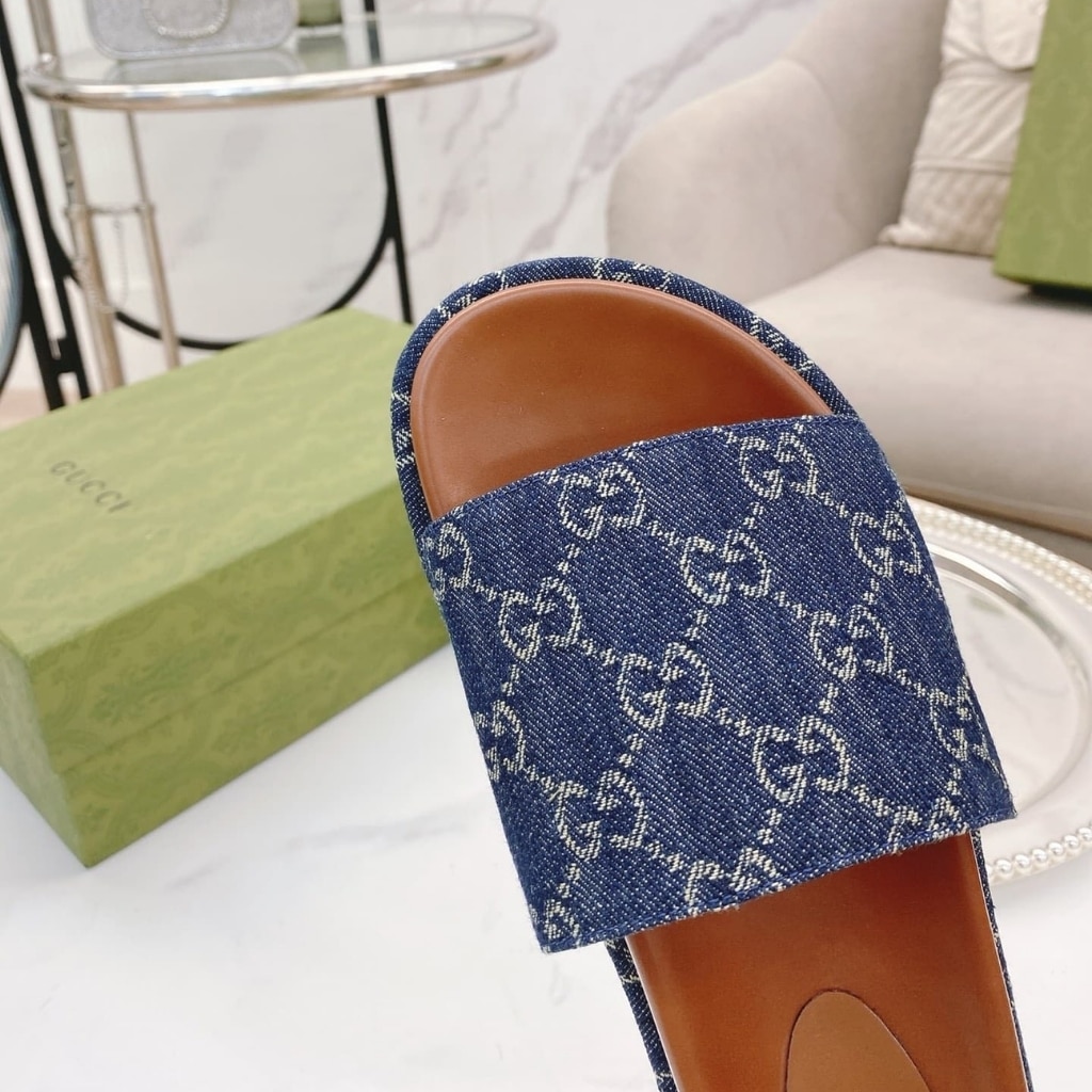 GUCCI グッチ レディース プラットフォーム スライドサンダル GGデニム ブルー 623212 2KQ00 4402 - 画像 (9)