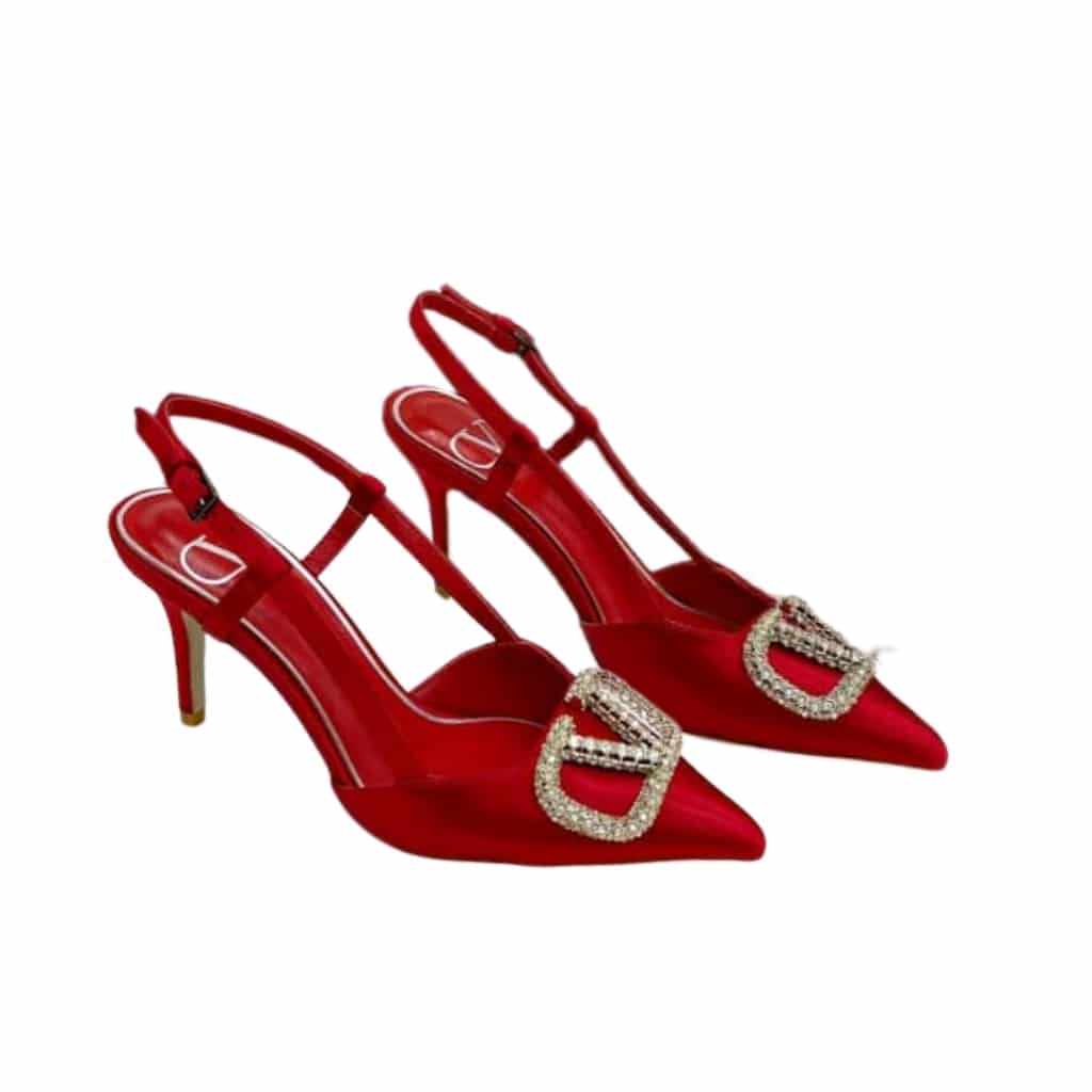 VALENTINO GARAVANI ヴァレンティノ ガラヴァーニ Vロゴ シグネチャー エナメルレザー スリングバック パンプス レッド