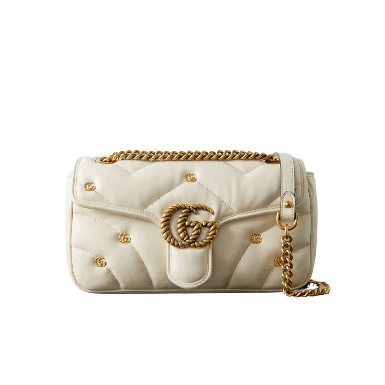 Gucci GG マーモント ショルダーバッグ ホワイト 23cm 443497 Aacpg 9206