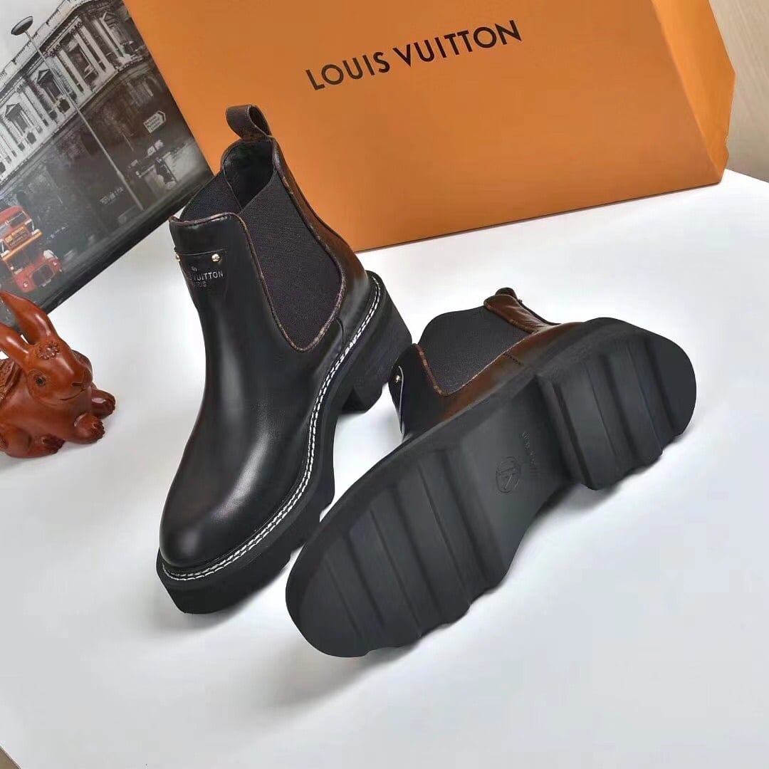Louis Vuitton Lv Beaubourg Ankle Boots Smooth Leather Black 1A8949 - 画像 (6)