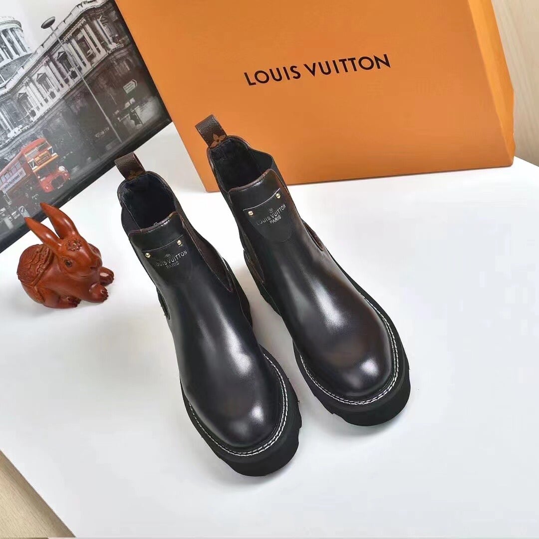 Louis Vuitton Lv Beaubourg Ankle Boots Smooth Leather Black 1A8949 - 画像 (4)