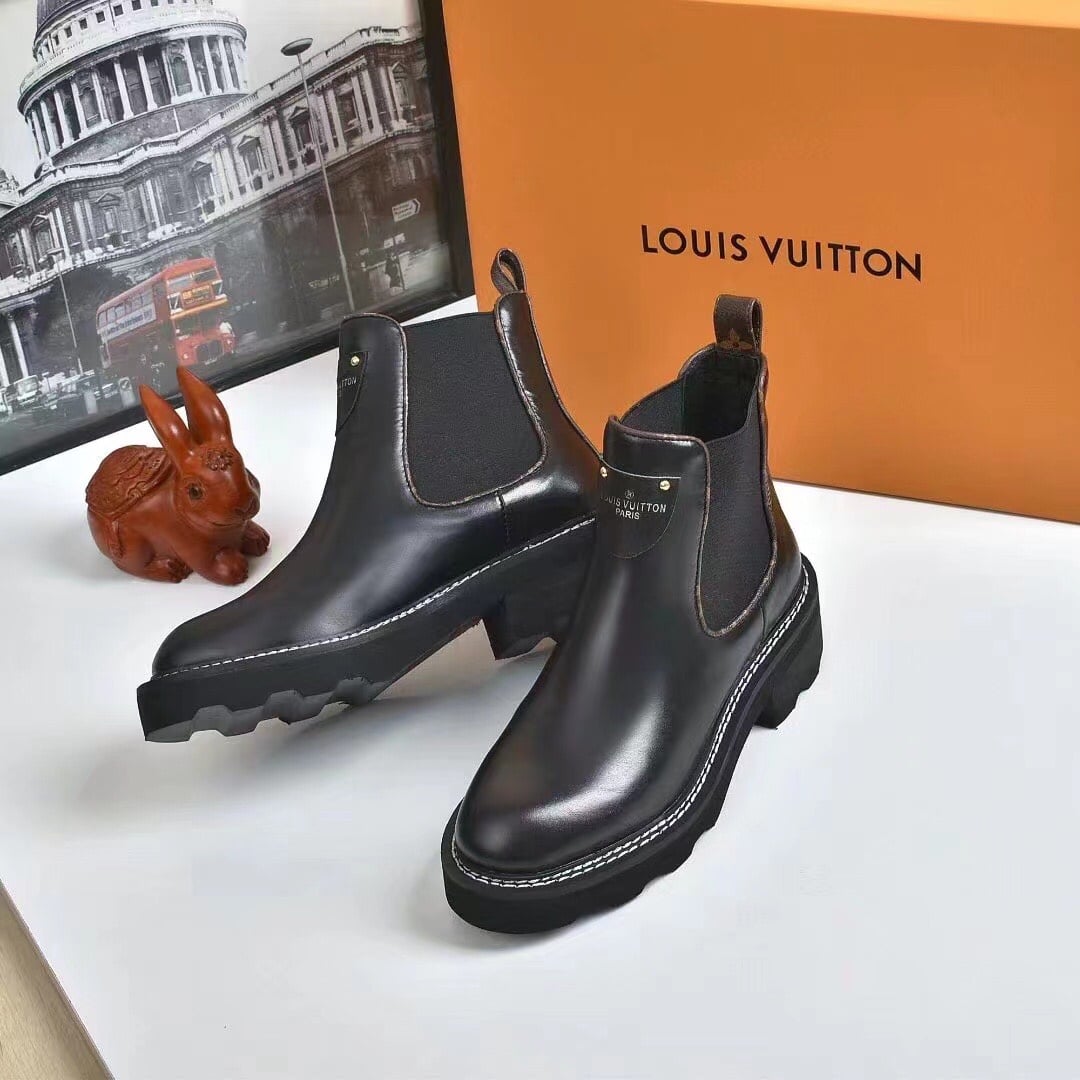Louis Vuitton Lv Beaubourg Ankle Boots Smooth Leather Black 1A8949 - 画像 (2)