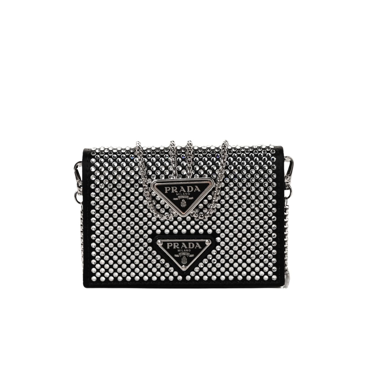 Prada ショルダーストラップとクリスタル付きカードホルダー 13cm 1Mr024 2Awl F0T7O