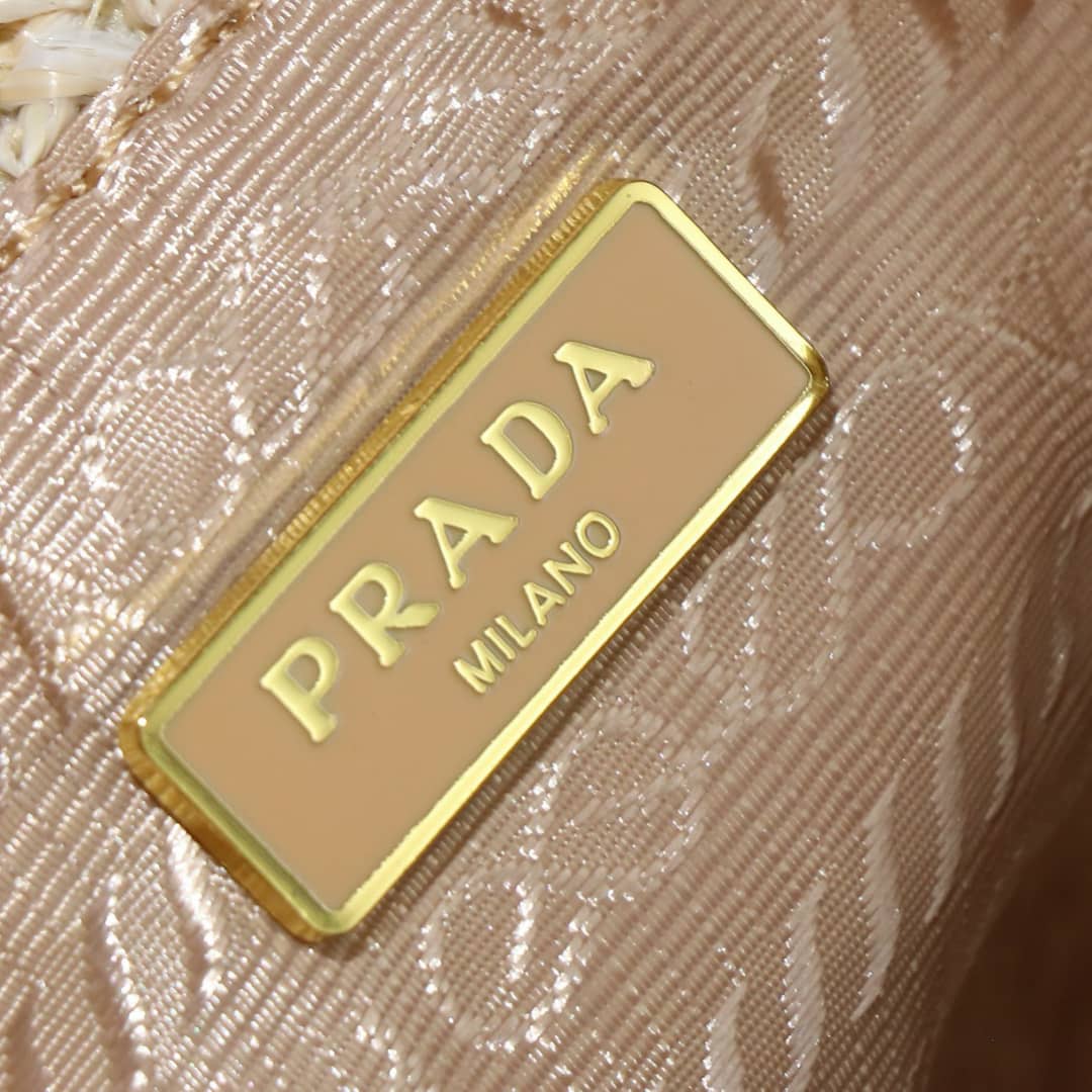 Prada Crochet And Leather Bucket Bag Natural 24Cm 1Be068 2M2T F0018 V Ouo - 画像 (3)