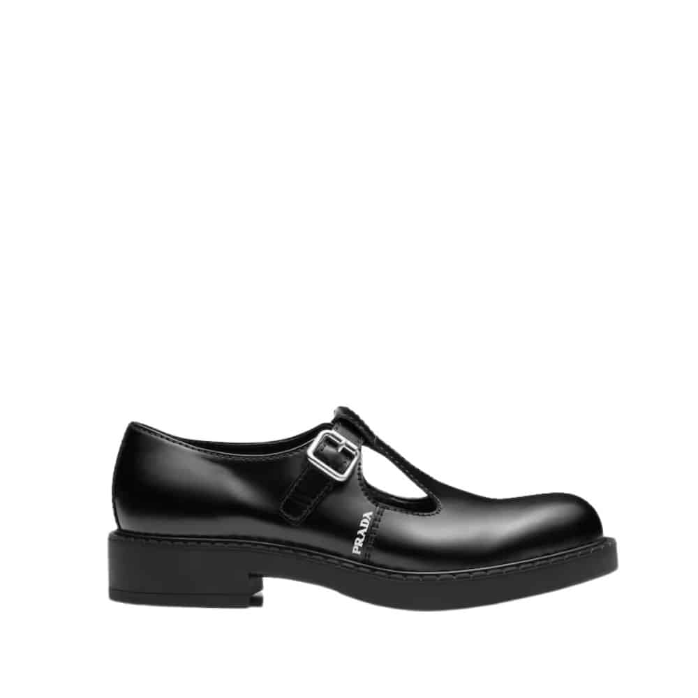 PRADA プラダ ブラッシュドレザー メリージェーン Tストラップシューズ ブラック 2EE372 055 F0002