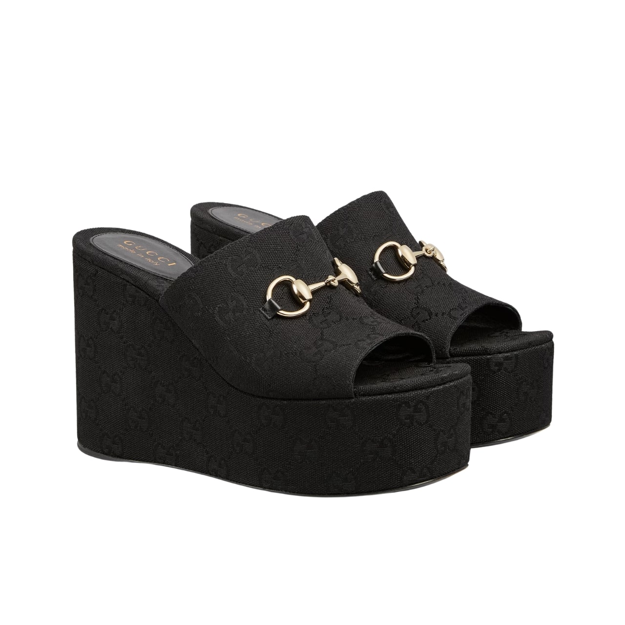 GUCCI グッチ レディース ホースビット ウェッジサンダル ブラック 816328 FAB10 1000