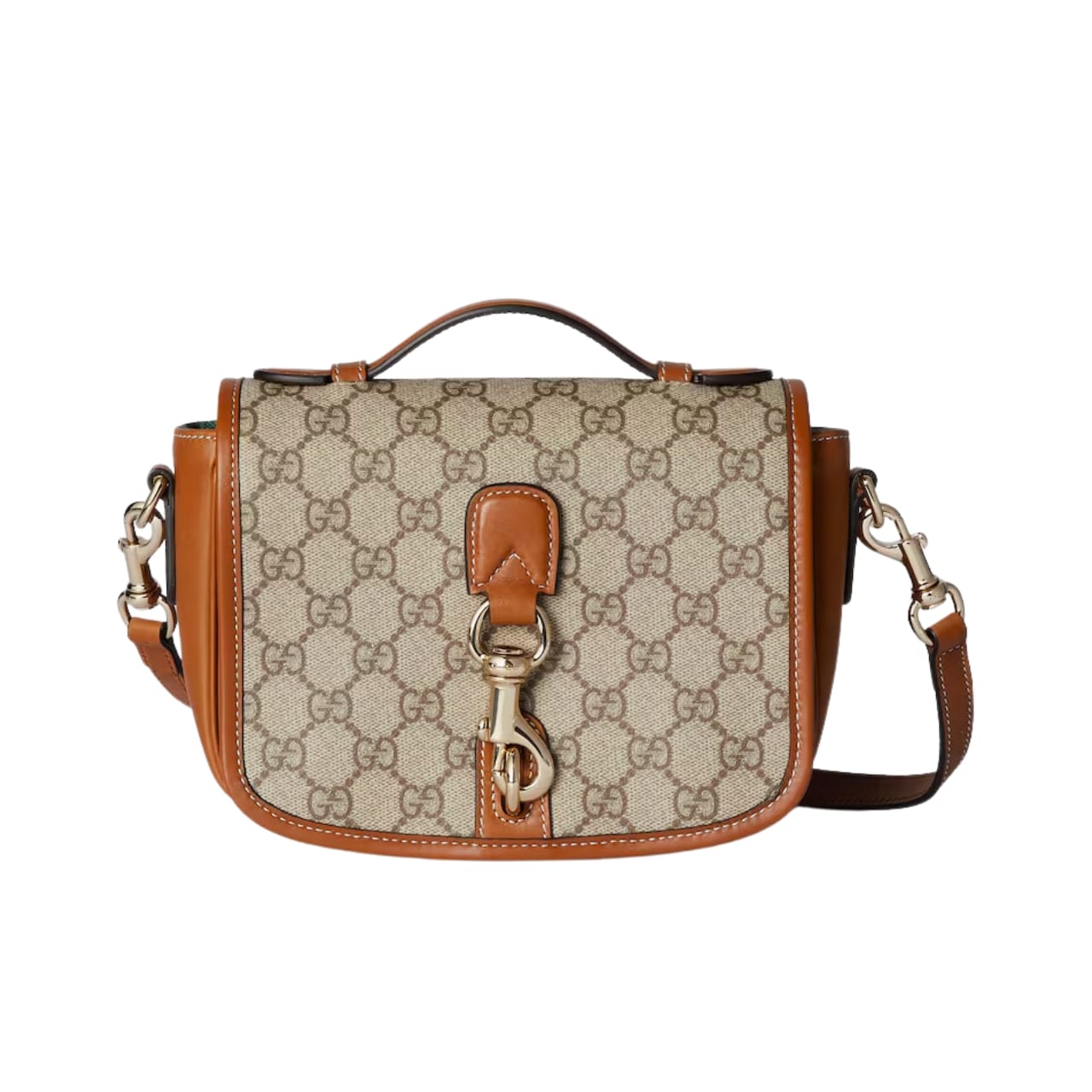 Gucci GGエンブレム ミニショルダーバッグ ベージュ＆ダークブラウン 20cm 815211 Fad6L 9758