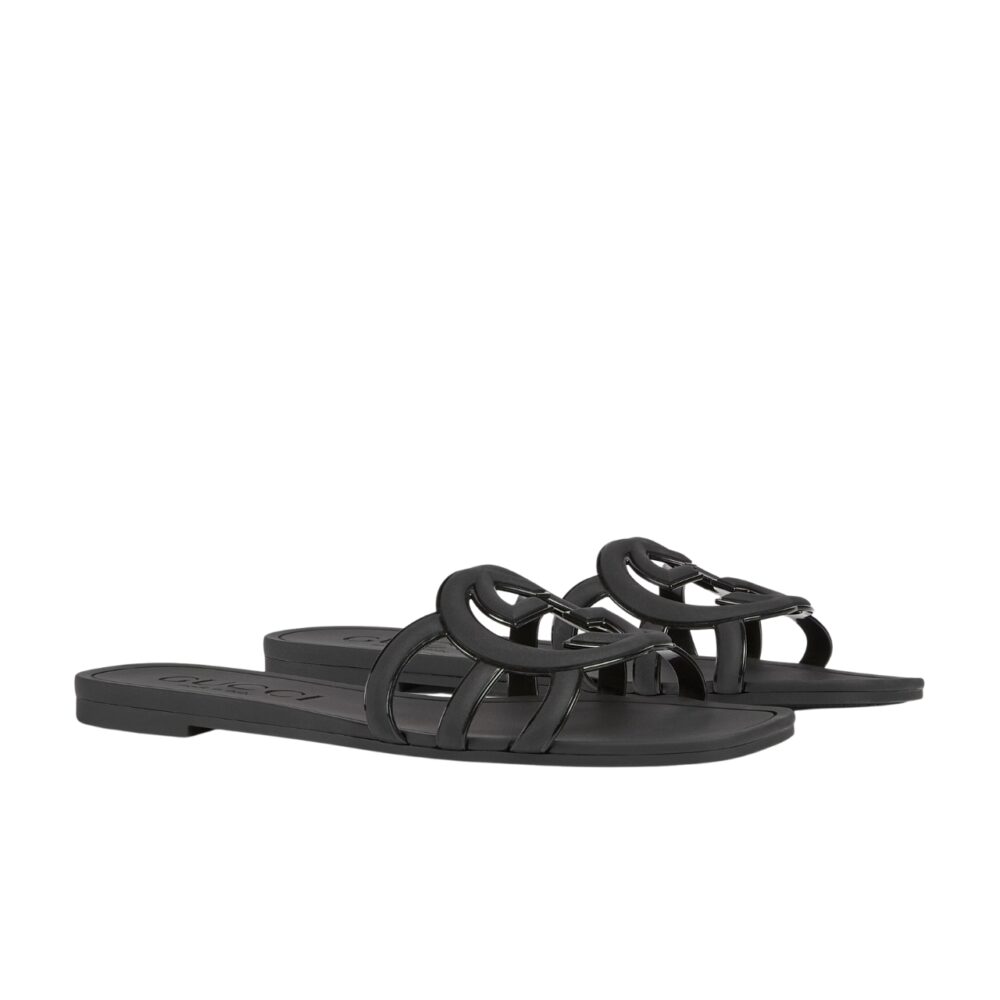 GUCCI グッチ レディース インターロッキングG スライドサンダル ブラック 780307 J8700 1000
