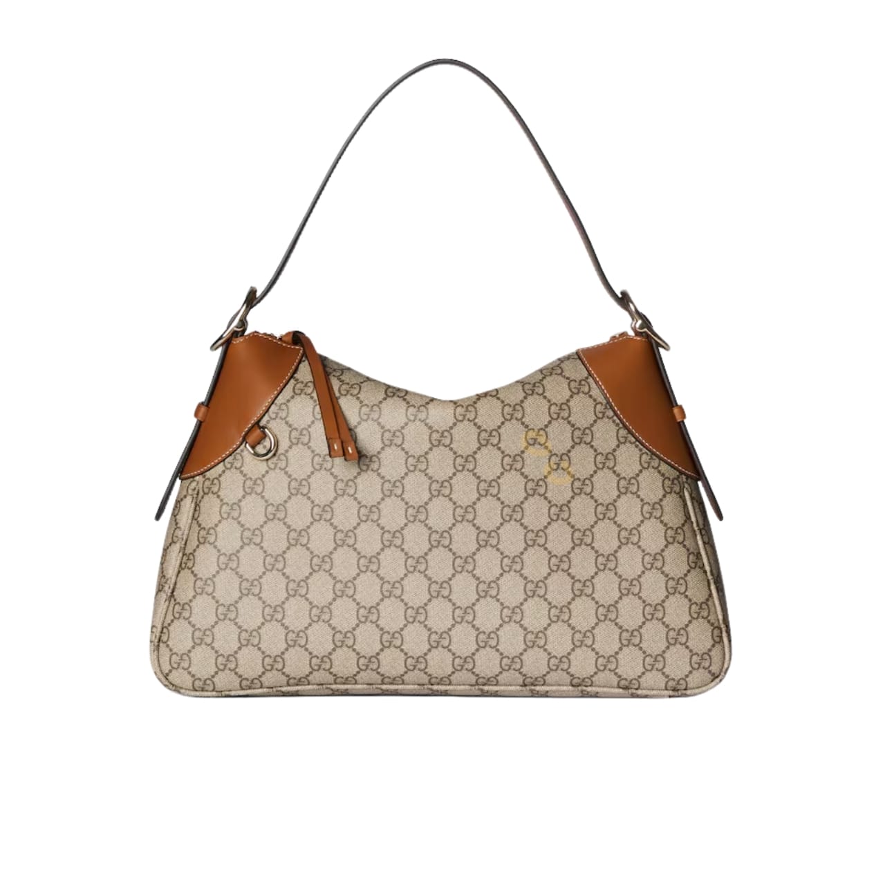 Gucci GGエンブレム スモールショルダーバッグ ベージュ＆ダークブラウン 30cm 815218 FAEAA 9762