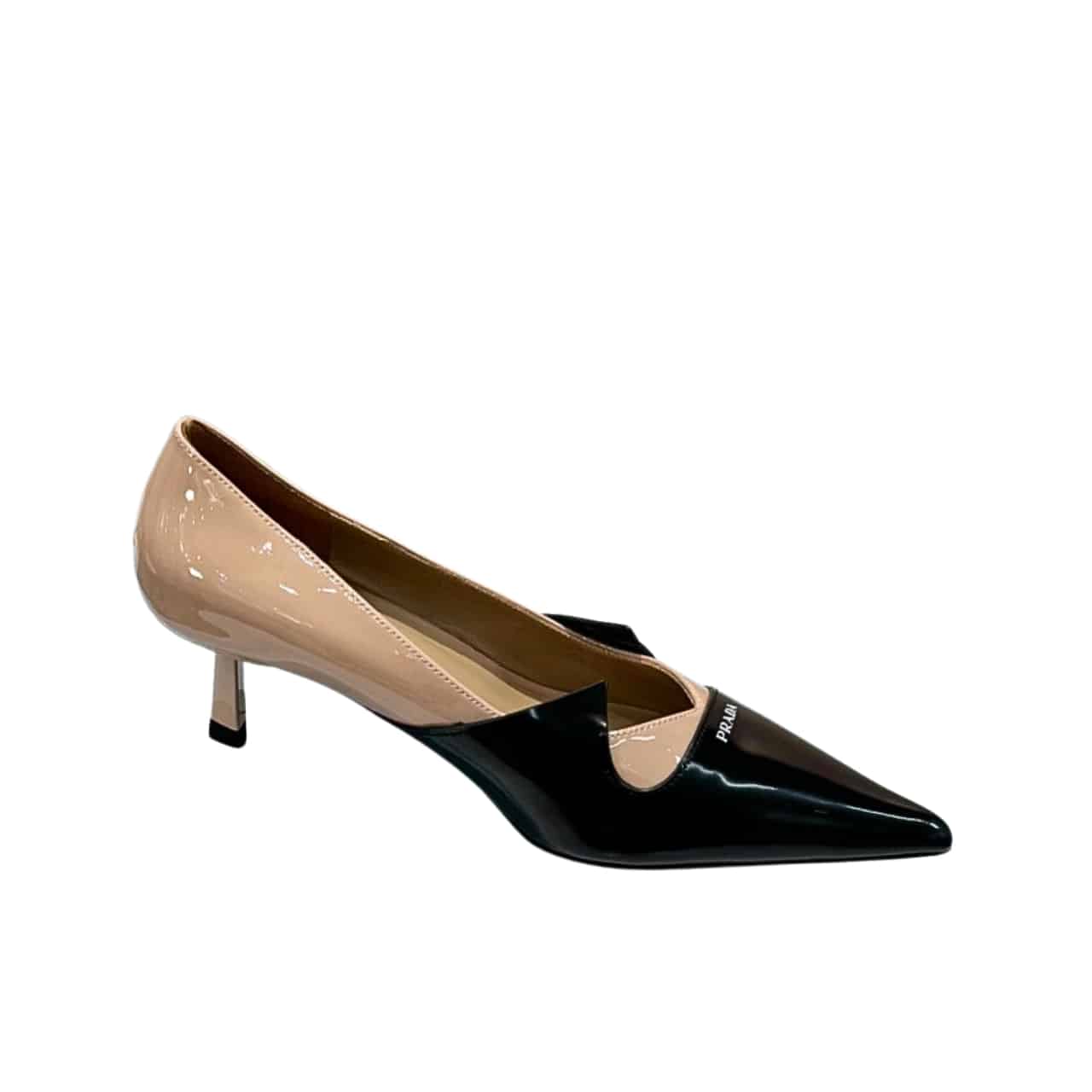 PRADA プラダ ツートーントゥ キトゥンヒール パンプス ブラック×ベージュ