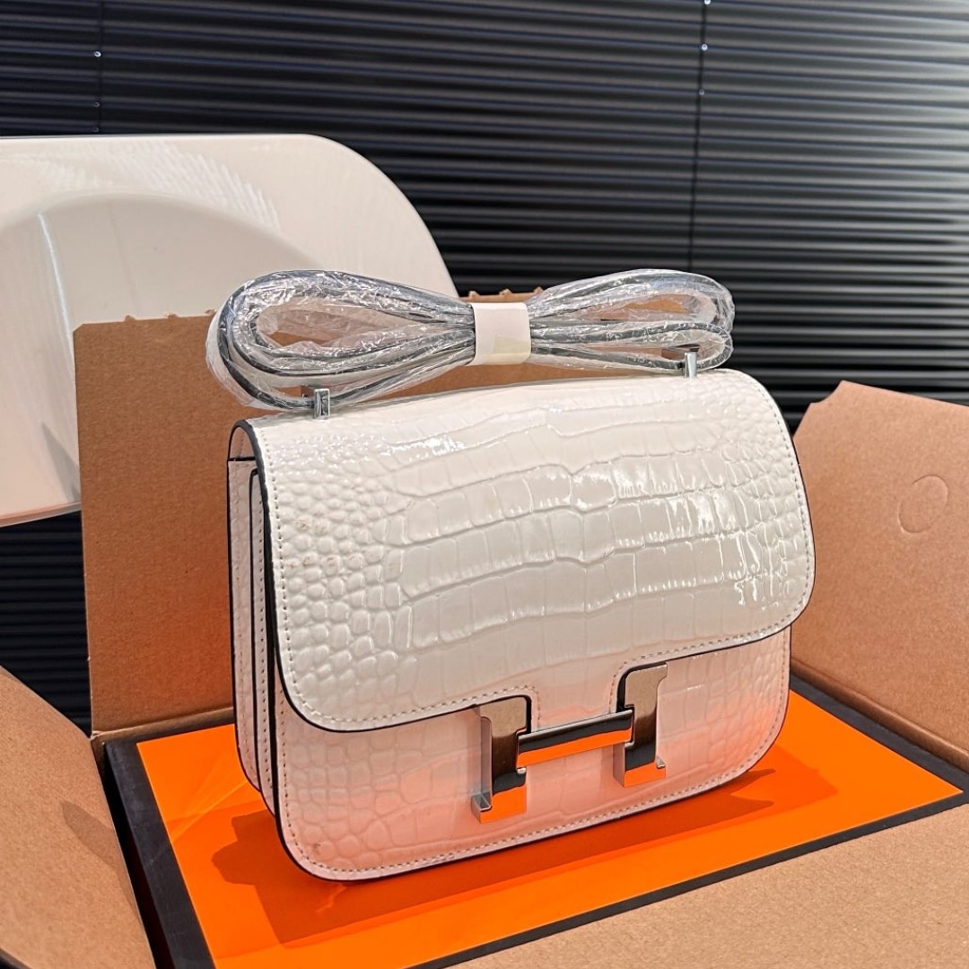 Hermès Mini Constance 19 Shiny Alligator Palladium Hardware White 19Cm - 画像 (2)