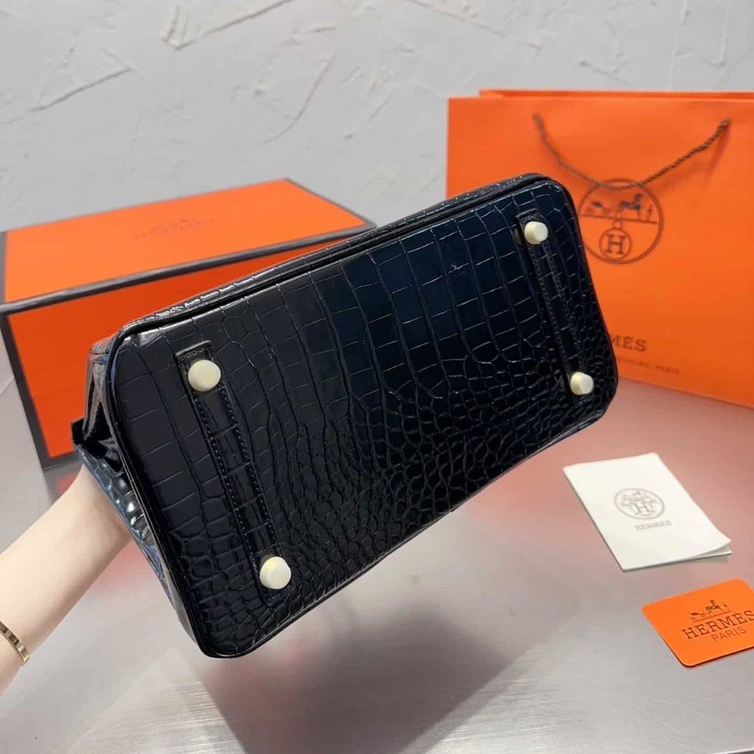 Hermes Birkin 30 Shiny Porosus Crocodile Black Noir 30Cm - 画像 (5)
