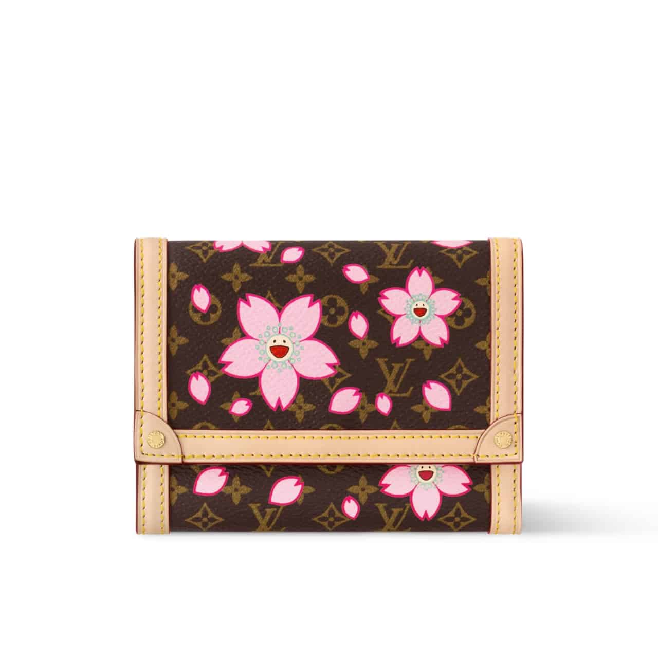 LOUIS VUITTON × 村上隆 ヴィクトリーヌ ウォレット サクラ ブラウン 12cm 型番：M13427