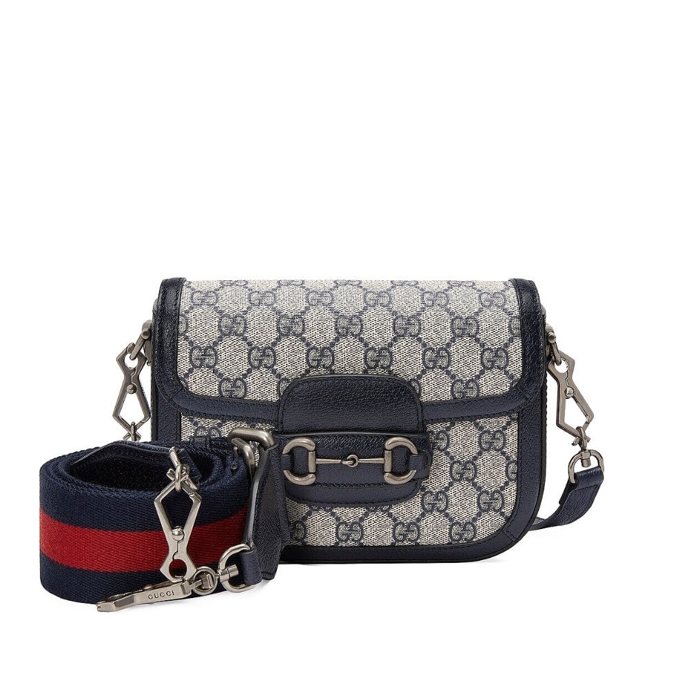 Gucci ホースビット 1955 スモール ショルダーバッグ GG スプリーム キャンバス ネイビー ブルー 20cm 658574 96IWN 4076