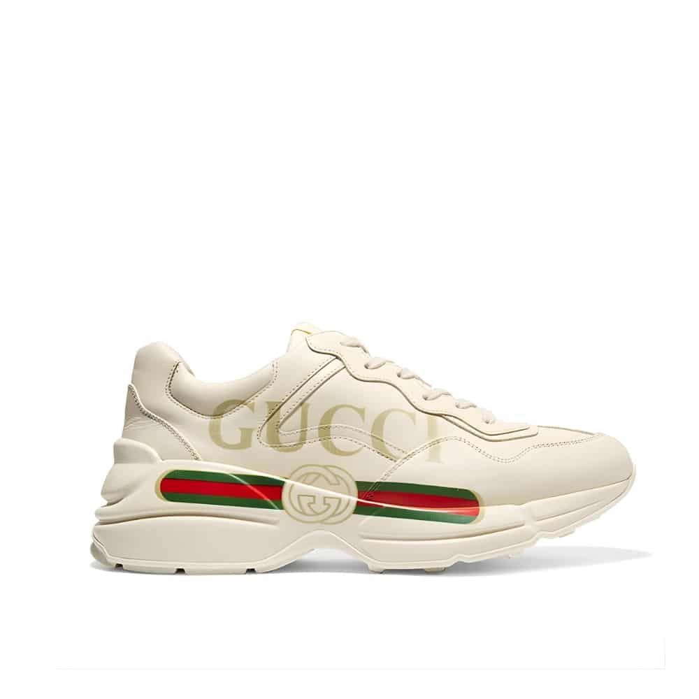GUCCI グッチ ライトン GUCCIロゴ レザー スニーカー ベージュ 型番：528892 DRW00 9522