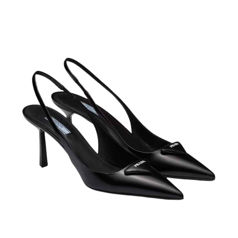 PRADA プラダ ブラッシュドレザー スリングバックパンプス ブラック 1I901M 055 F0002 F 075
