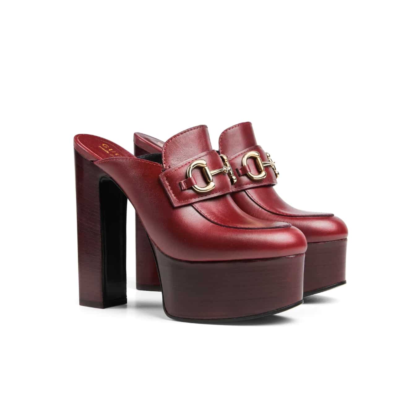 GUCCI グッチ レディース ホースビット プラットフォーム ミュール レッドレザー 835315 AADCW 6207