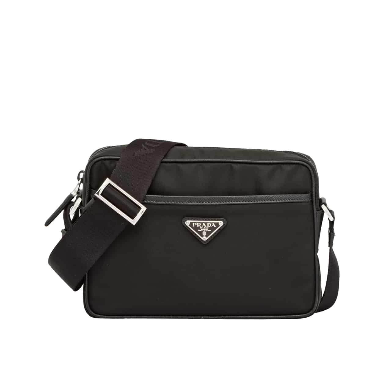 Prada Triangle Logo Re Nylon And Saffiano Leather Black 24Cm 2Vh048 2Dmh F0002 V Ooo