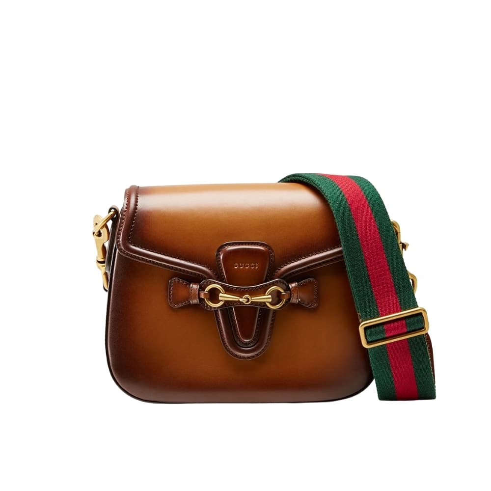 Gucci レディウェブ ハンドステインレザーショルダーバッグ ブラウン 25cm 380573 B012A 2574