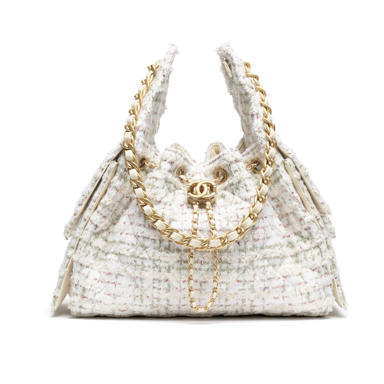 Chanel 25 小型ハンドバッグ（ツイード＆ゴールドトーンメタル） カーキ 26cm AS5293 B21178 NR774