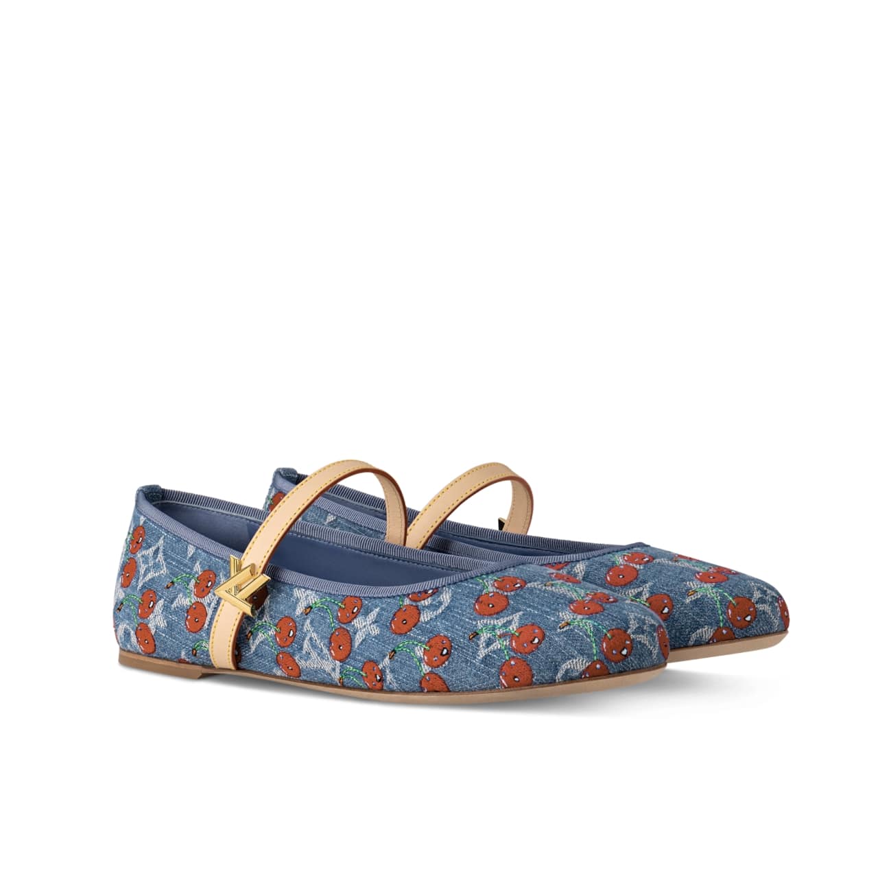 Louis Vuitton X Takashi Murakami Romy Flat Ballerina Monogram Cherry Denim 1Ahkov