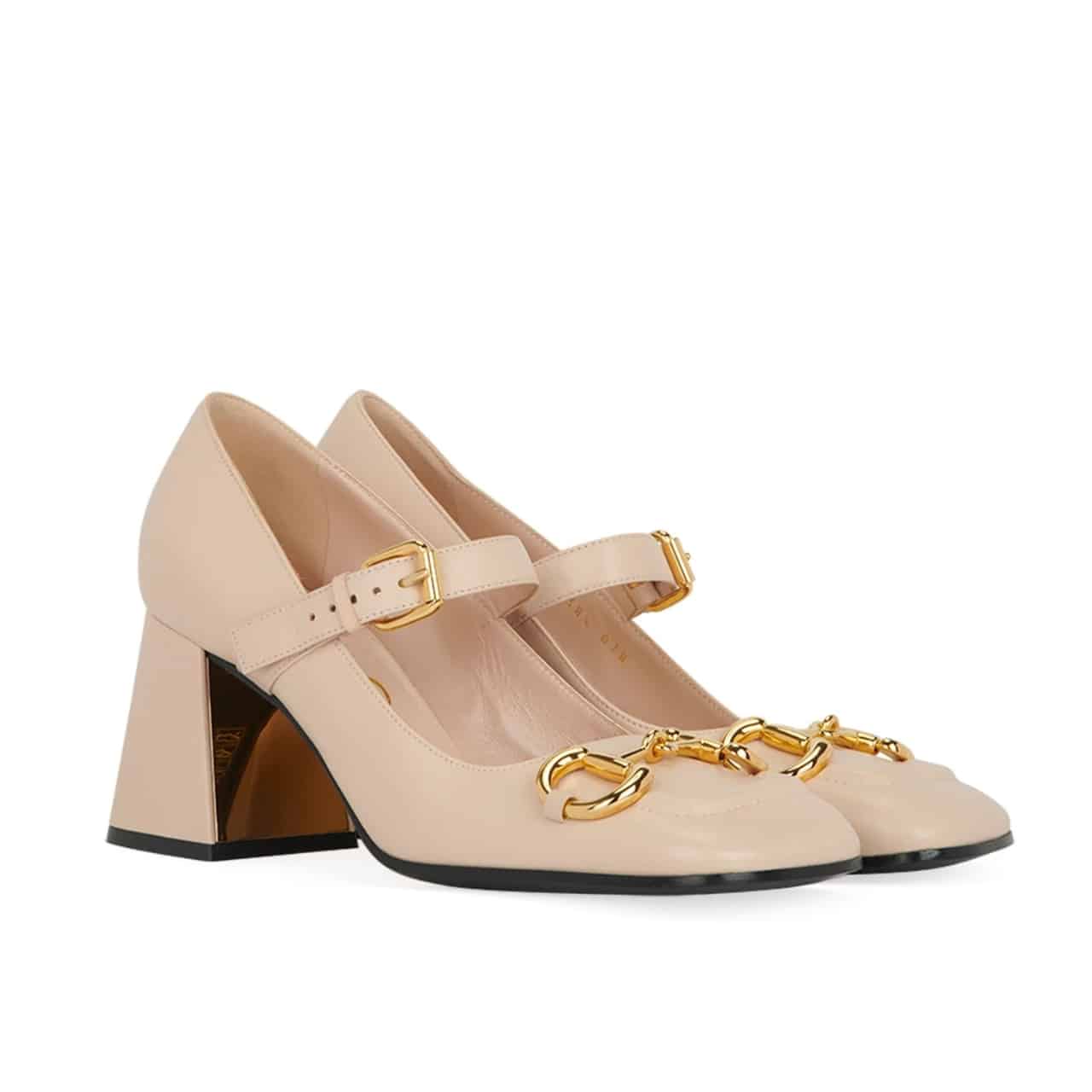 GUCCI グッチ レディース ミッドヒール スリングバック ホースビット ベージュ 94855 C9D00 6705