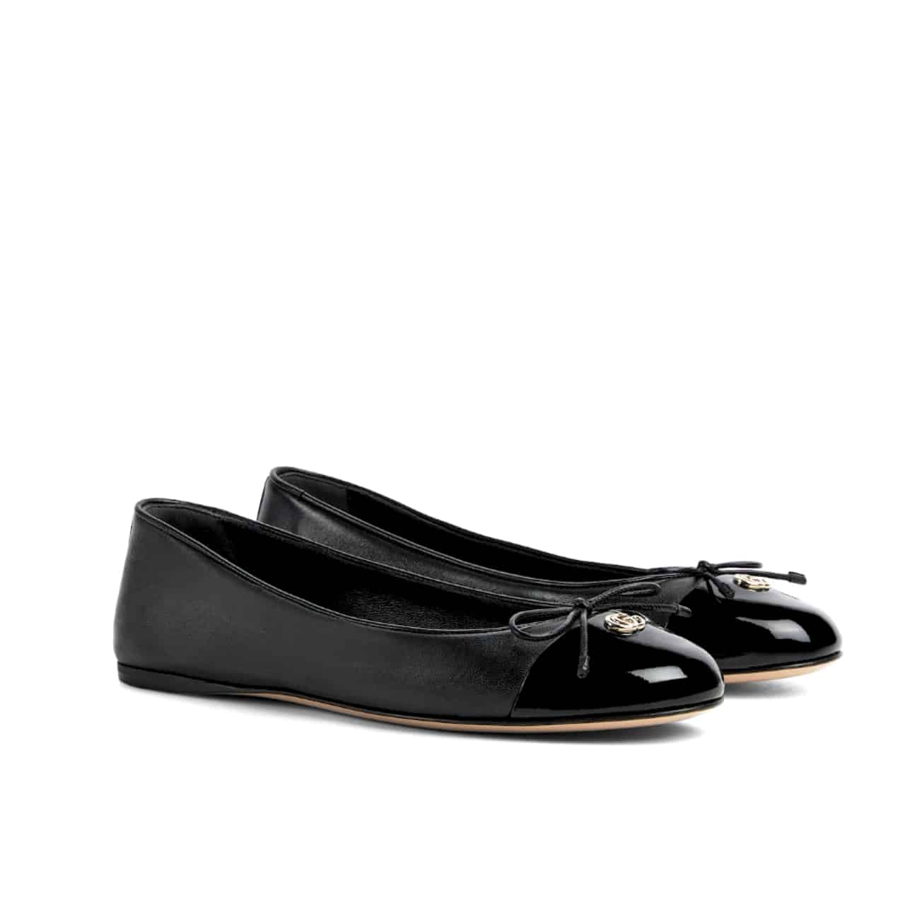 GUCCI グッチ レディース ダブルG バレエフラット ブラックレザー 835805 BNC80 1000
