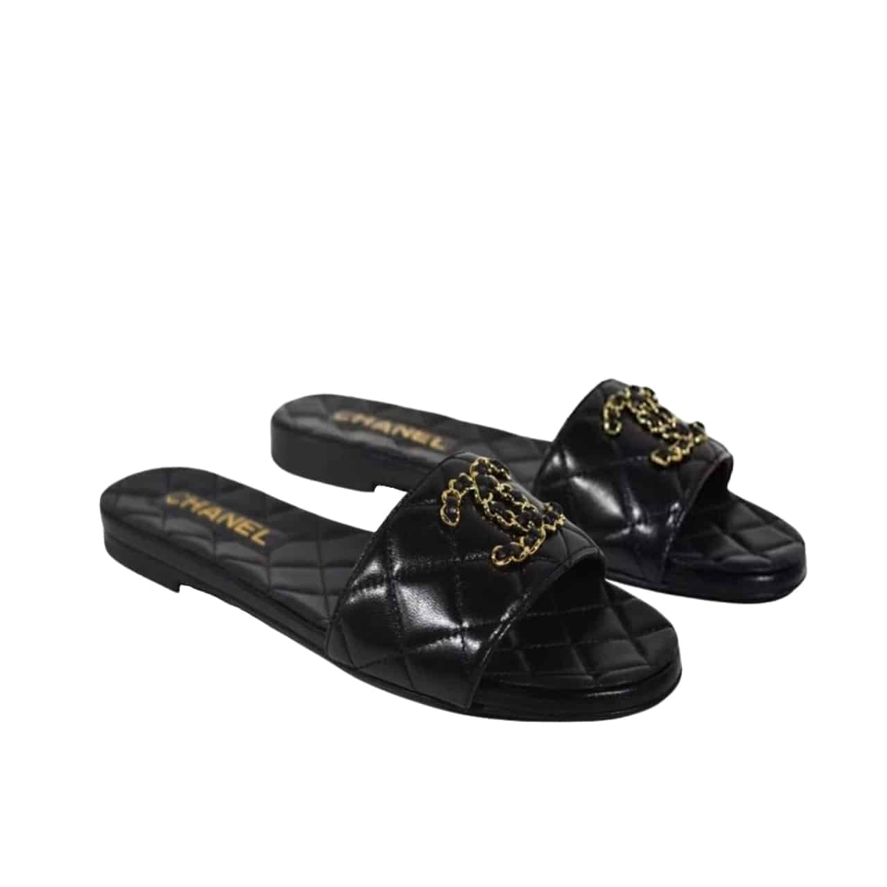CHANEL シャネル 23P キルティング CCチェーン ミュールサンダル ブラック G39954 X56940 94305