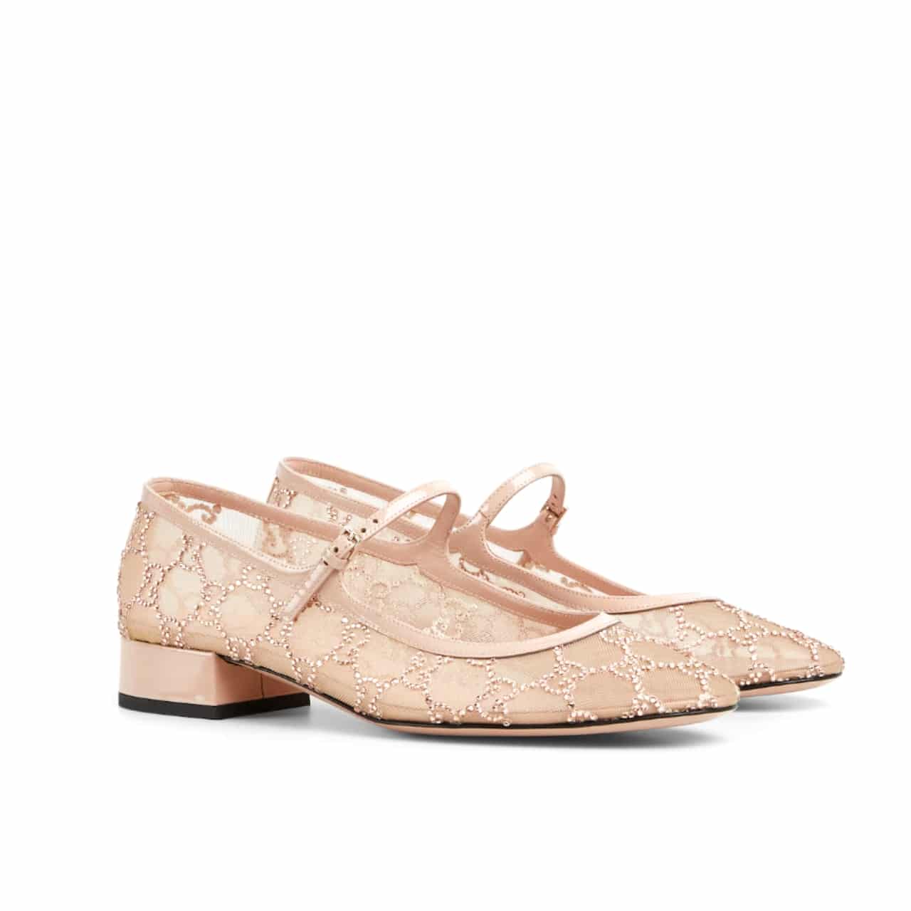 GUCCI グッチ レディース GGクリスタル バレエフラット ライトピンク メッシュ 836809 FAEQ0 9941