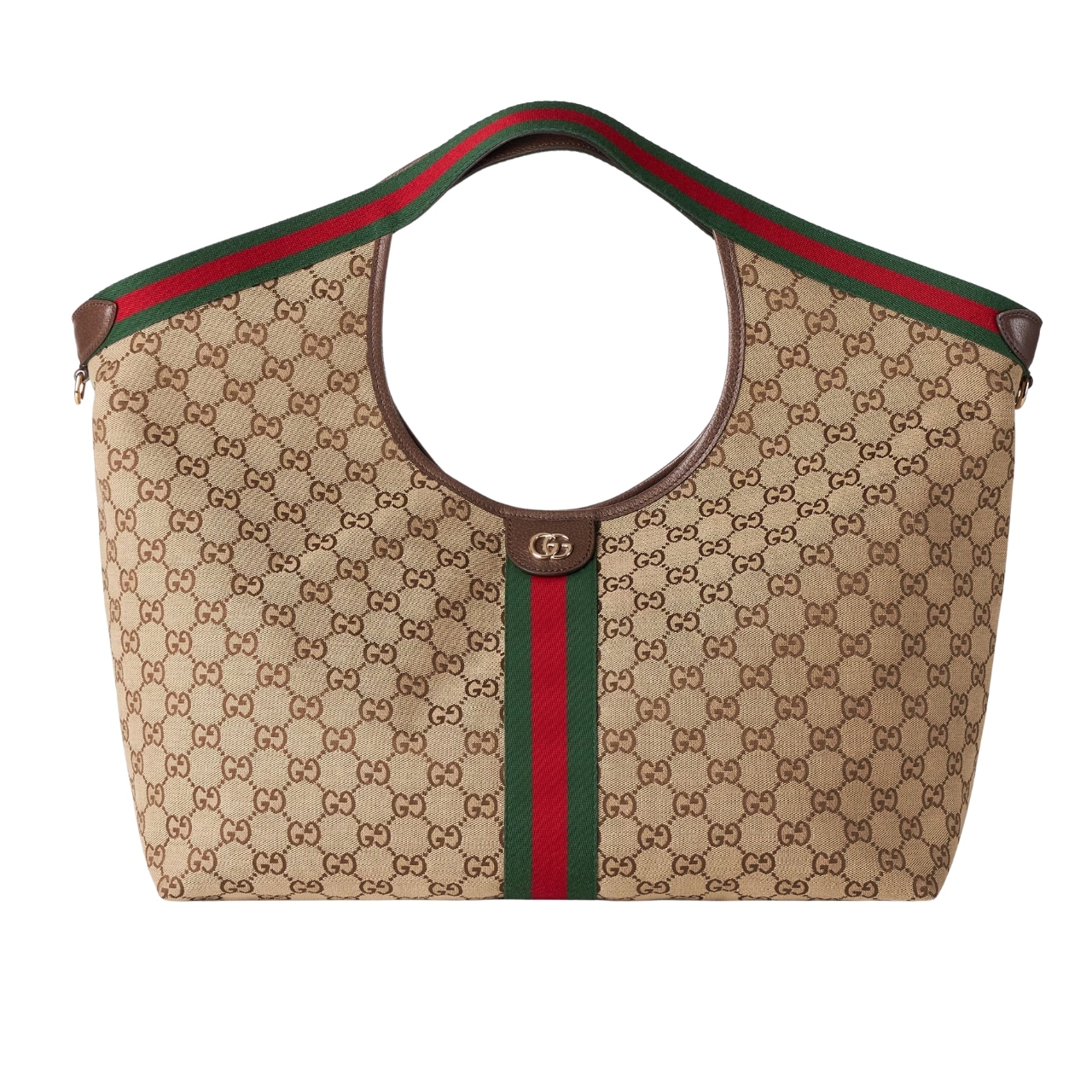 Gucci Giglio ラージトートバッグ ベージュ＆ダークブラウン GGキャンバス 60cm 853971 FAFFP 2547