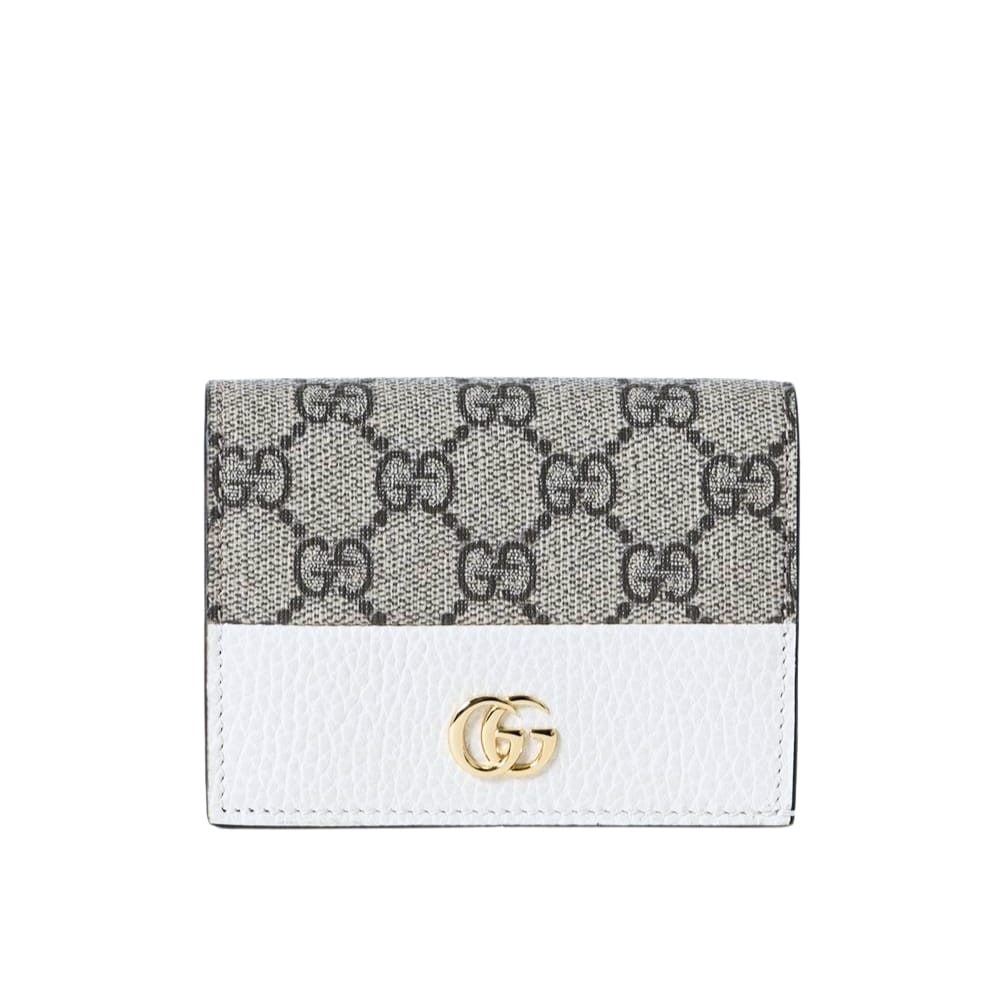 GUCCI グッチ バイカラー GGマーモント スモールウォレット ベージュ×ホワイト 11cm 658610 17WAG 9096