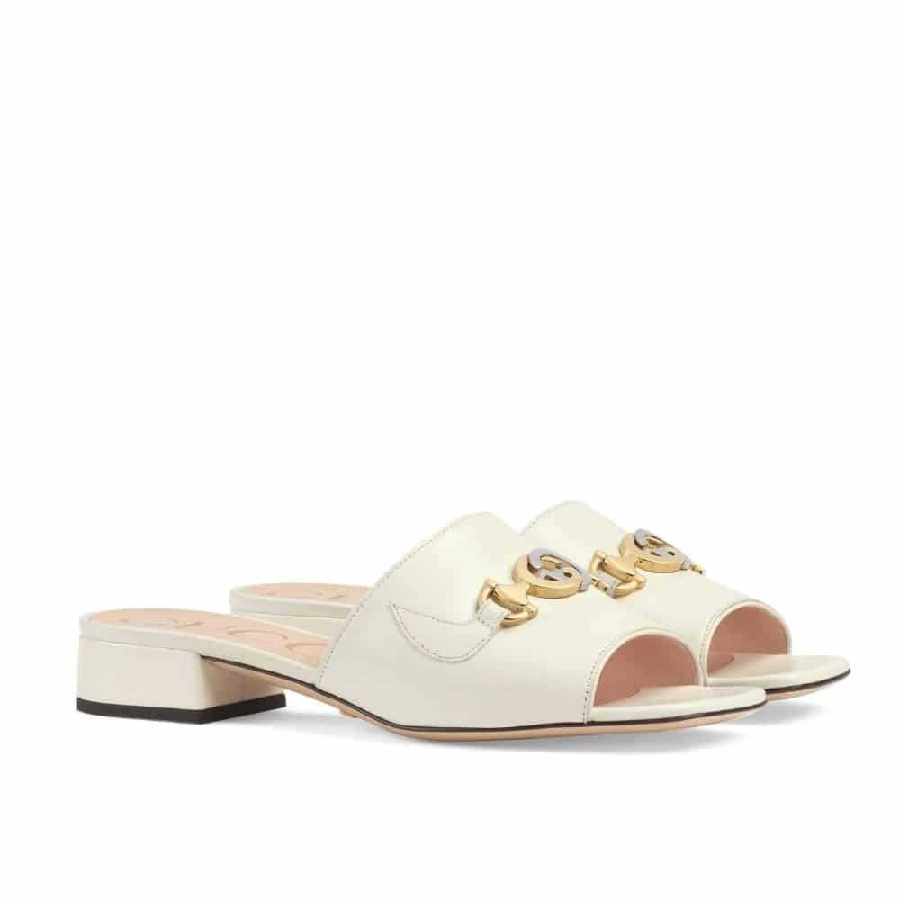 GUCCI グッチ ズゥミ レザー スライドサンダル ホワイト 60241 C9D00 1000