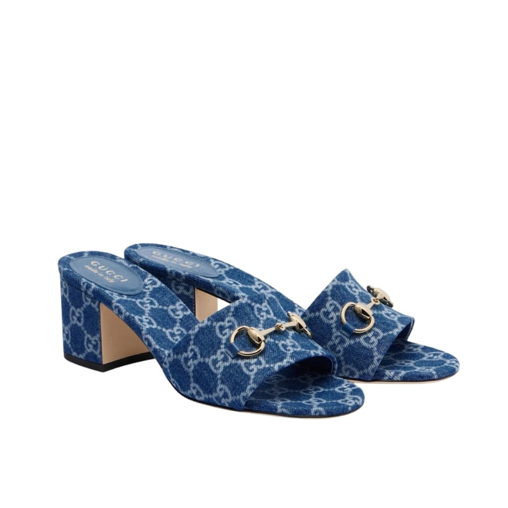 GUCCI グッチ レディース ホースビット スライドサンダル ブルー GGデニム 854882 FAFGT 4746