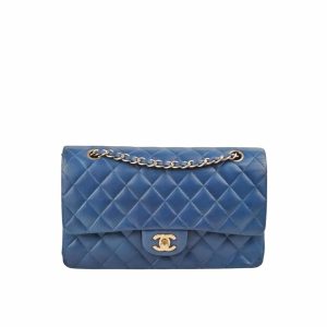 シャネル クラシック ミディアム フラップ ネイビーブルー 25cm