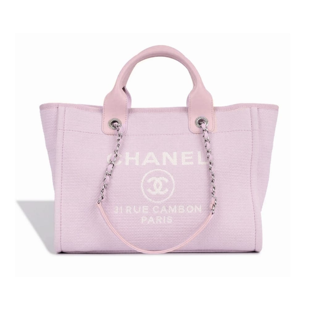 Chanel Small Deauville Shopping Tote Bag Mixed Fibers Pink 33Cm AS3257 B07300 NH622