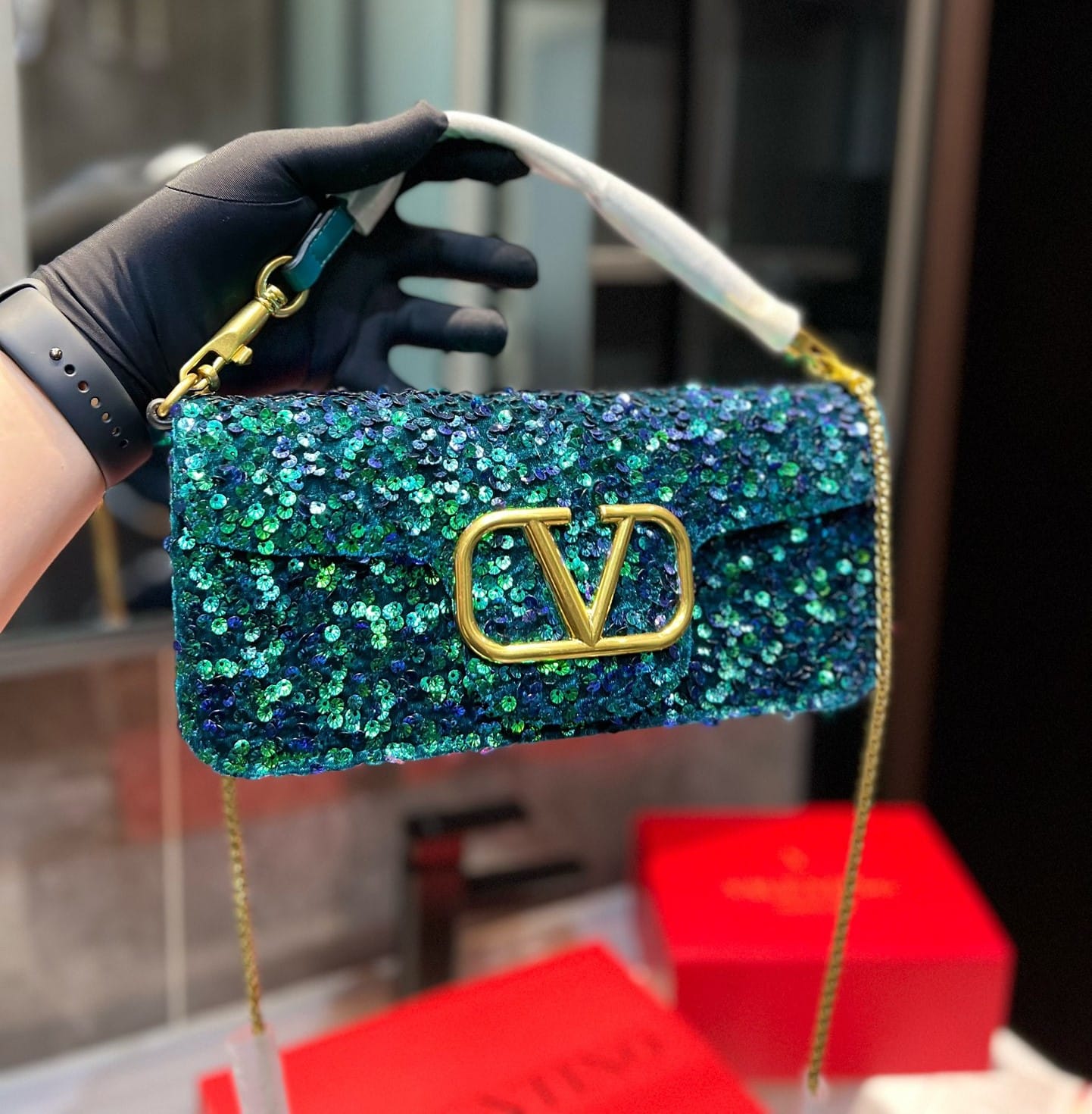 Valentino Small Loco Shoulder Bag With Embroidery in Antique Green 20cm 2W2B0K53BYYNB6 - 画像 (2)
