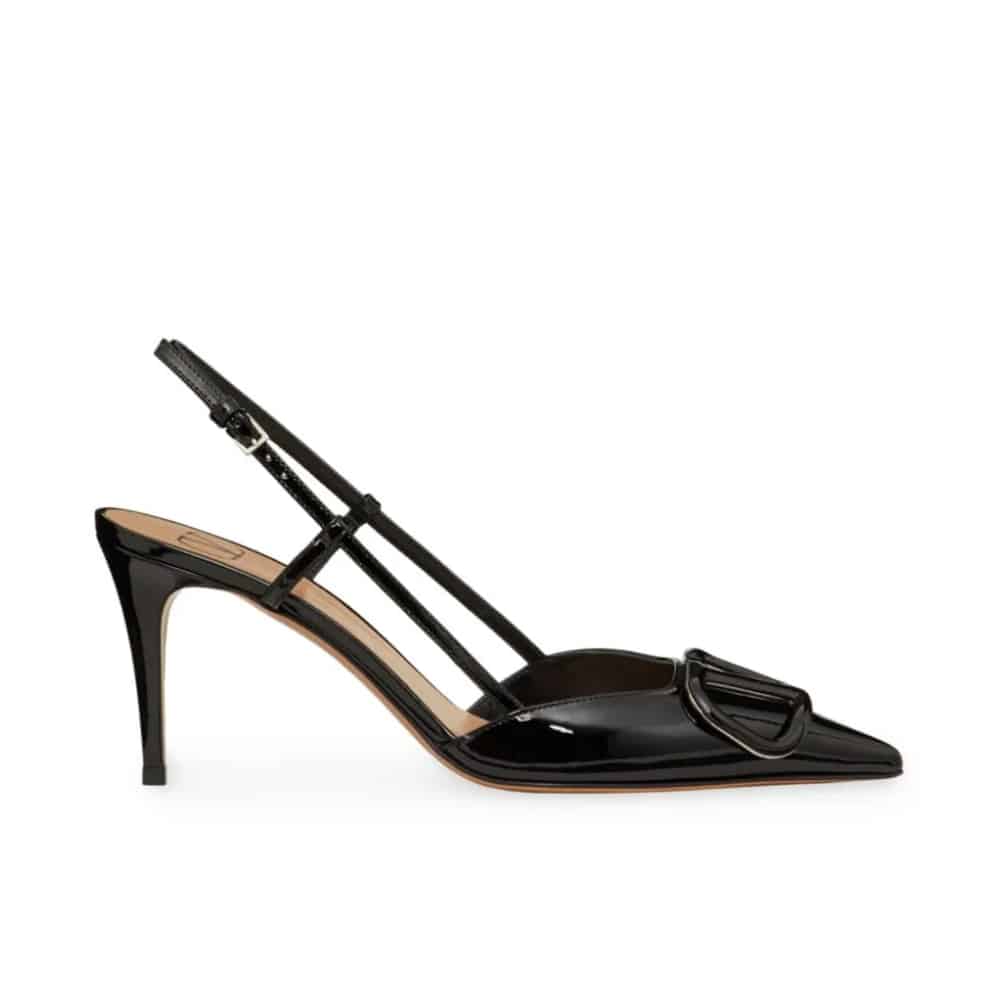 VALENTINO GARAVANI ヴァレンティノ ガラヴァーニ Vロゴ シグネチャー パテントレザー スリングバックパンプス ブラック 4W2S0R01TMK 0NO