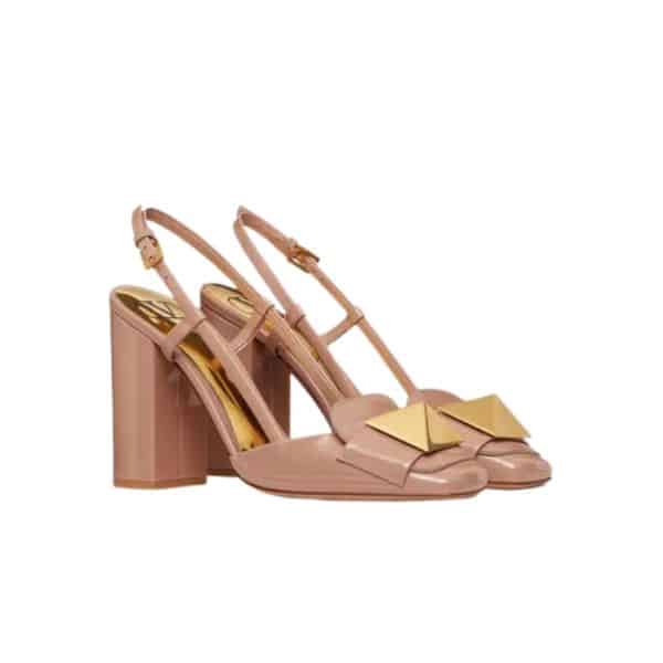 VALENTINO GARAVANI ヴァレンティノ ガラヴァーニ ワンスタッズ エナメル スリングバックパンプス ローズカネル