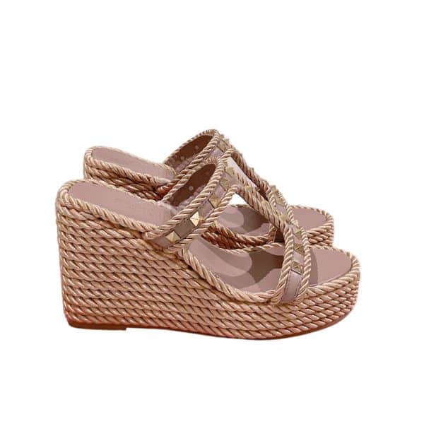VALENTINO ヴァレンティノ ガラヴァーニ ロックスタッズ ウェッジサンダル ベージュ