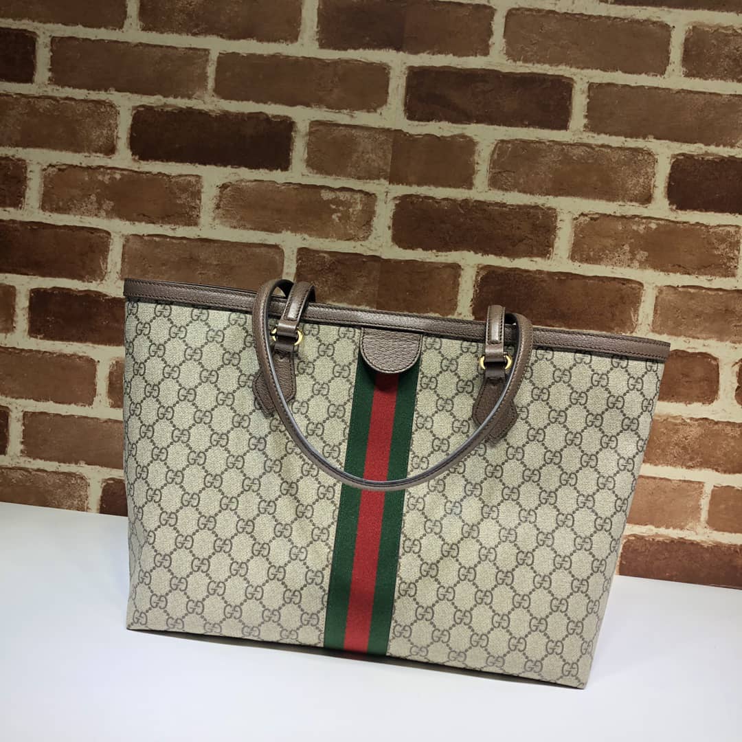 Gucci Ophidia Large Tote Bag Beige And Dark Brown Gg Supreme 38Cm 631685 96Iwb 8745 - 画像 (2)