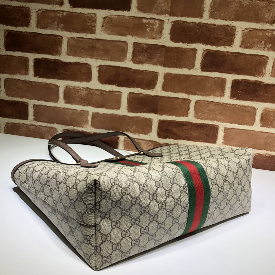 Gucci Ophidia Large Tote Bag Beige And Dark Brown Gg Supreme 38Cm 631685 96Iwb 8745 - 画像 (5)