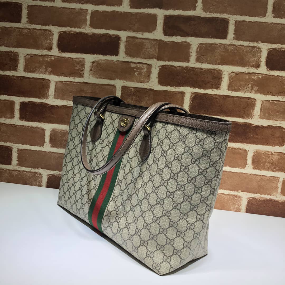 Gucci Ophidia Large Tote Bag Beige And Dark Brown Gg Supreme 38Cm 631685 96Iwb 8745 - 画像 (3)