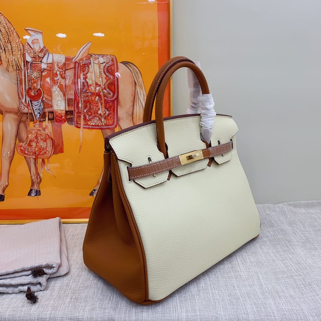 Hermes Birkin 30 Togo Brushed Leather Gold Hardware Beige Brown 30Cm - 画像 (3)