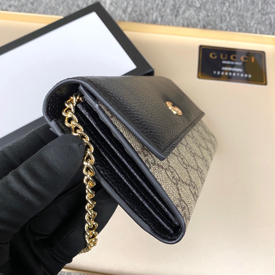 Gucci Gg Marmont Bicolor Wallet On Chain Beige Ebony 19Cm 546585 17Wag 1283 - 画像 (5)