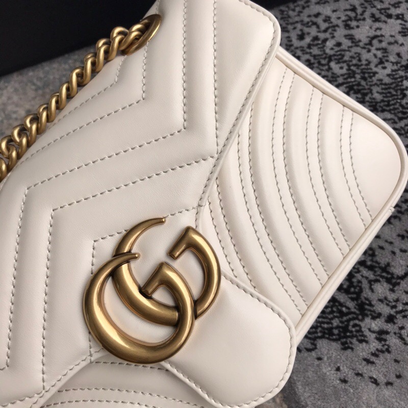 Gucci Gg Marmont Mini Shoulder Bag White Matelasse 22Cm 446744 Dtdit 9022 - 画像 (2)