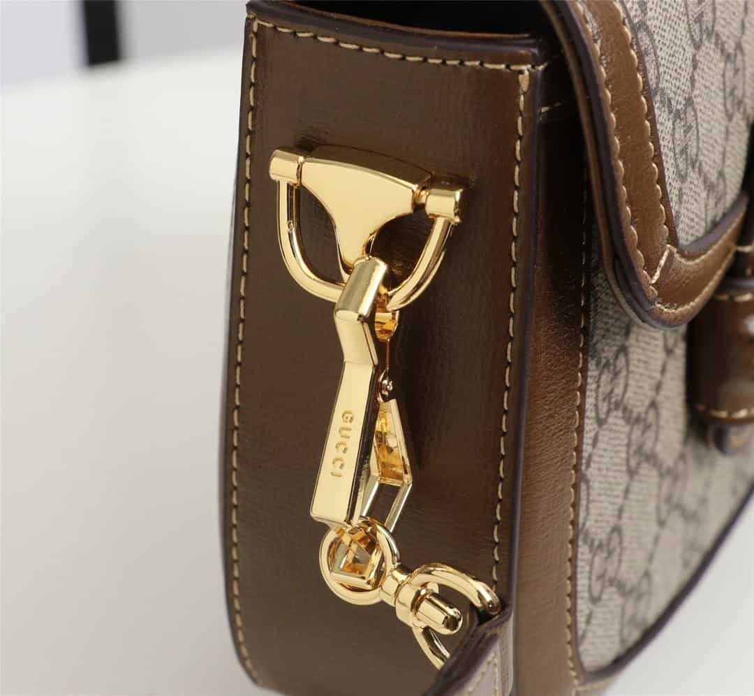Gucci Horsebit 1955 Small GG Supreme Shoulder Bag Brown 20cm 658574 HUHHG 8565 - 画像 (8)
