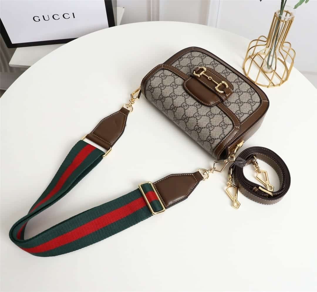 Gucci Horsebit 1955 Small GG Supreme Shoulder Bag Brown 20cm 658574 HUHHG 8565 - 画像 (5)