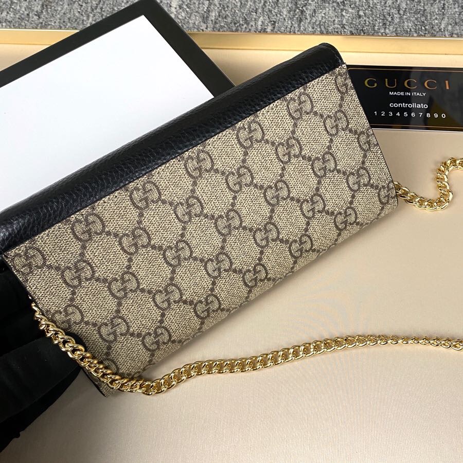 Gucci Gg Marmont Bicolor Wallet On Chain Beige Ebony 19Cm 546585 17Wag 1283 - 画像 (4)